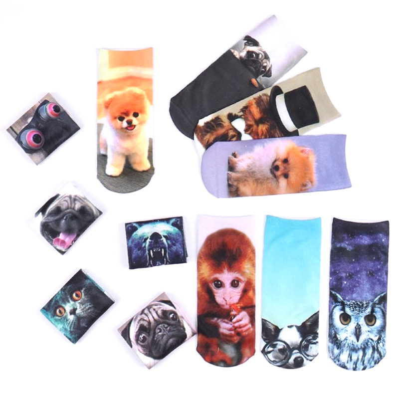 3D Socks Europae et American Personalized Harajuku Short Socks typis Socks