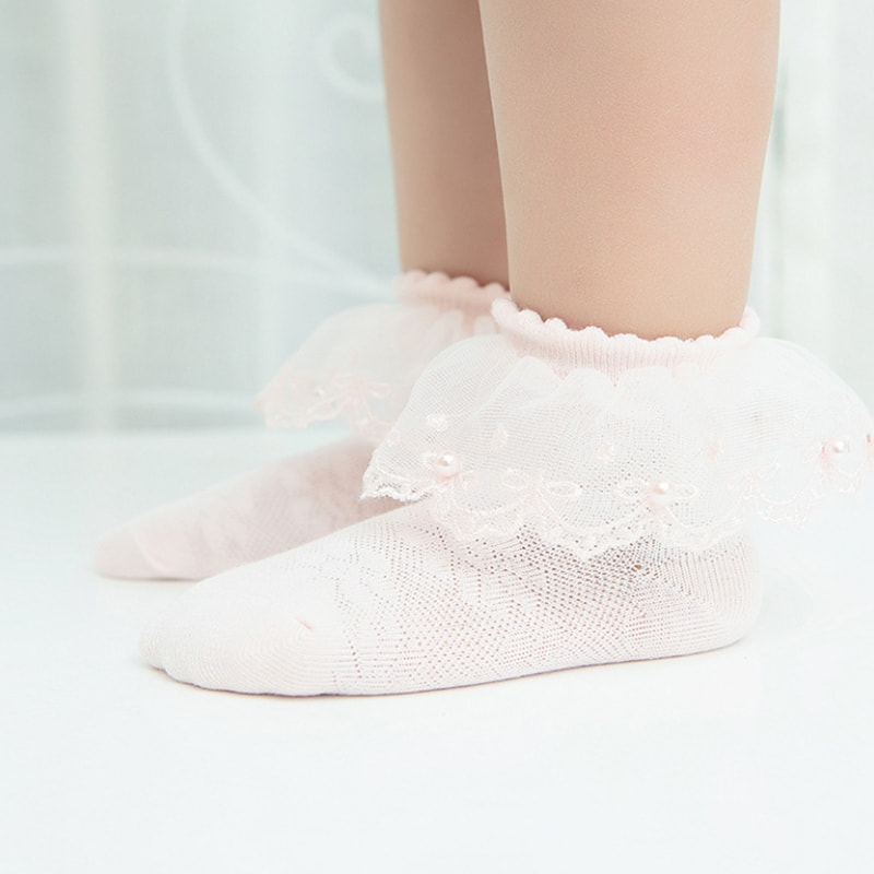 Mesh Pearl Lace Lacedaedia Puellae Cottonus Puellae, Inclina Tenues Short Socks